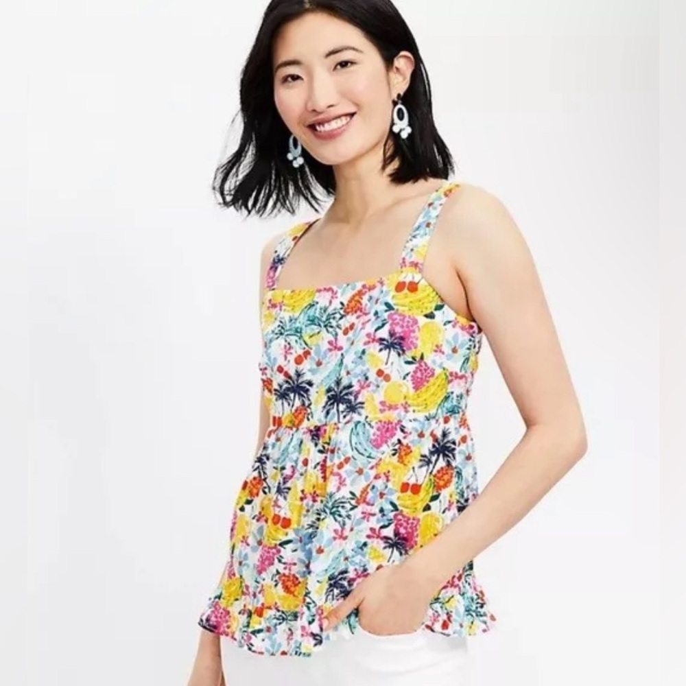 NWT Loft Rainbow Fruit Peplum Top Size 12